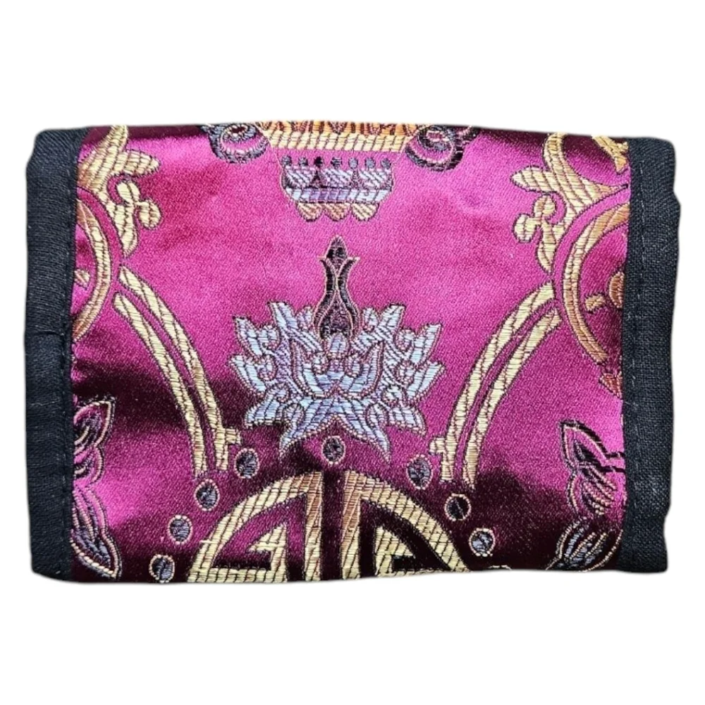 Vintage Oriental Brocade Trifold Silk Wallet Made In Nepal Embroidered Colorful
